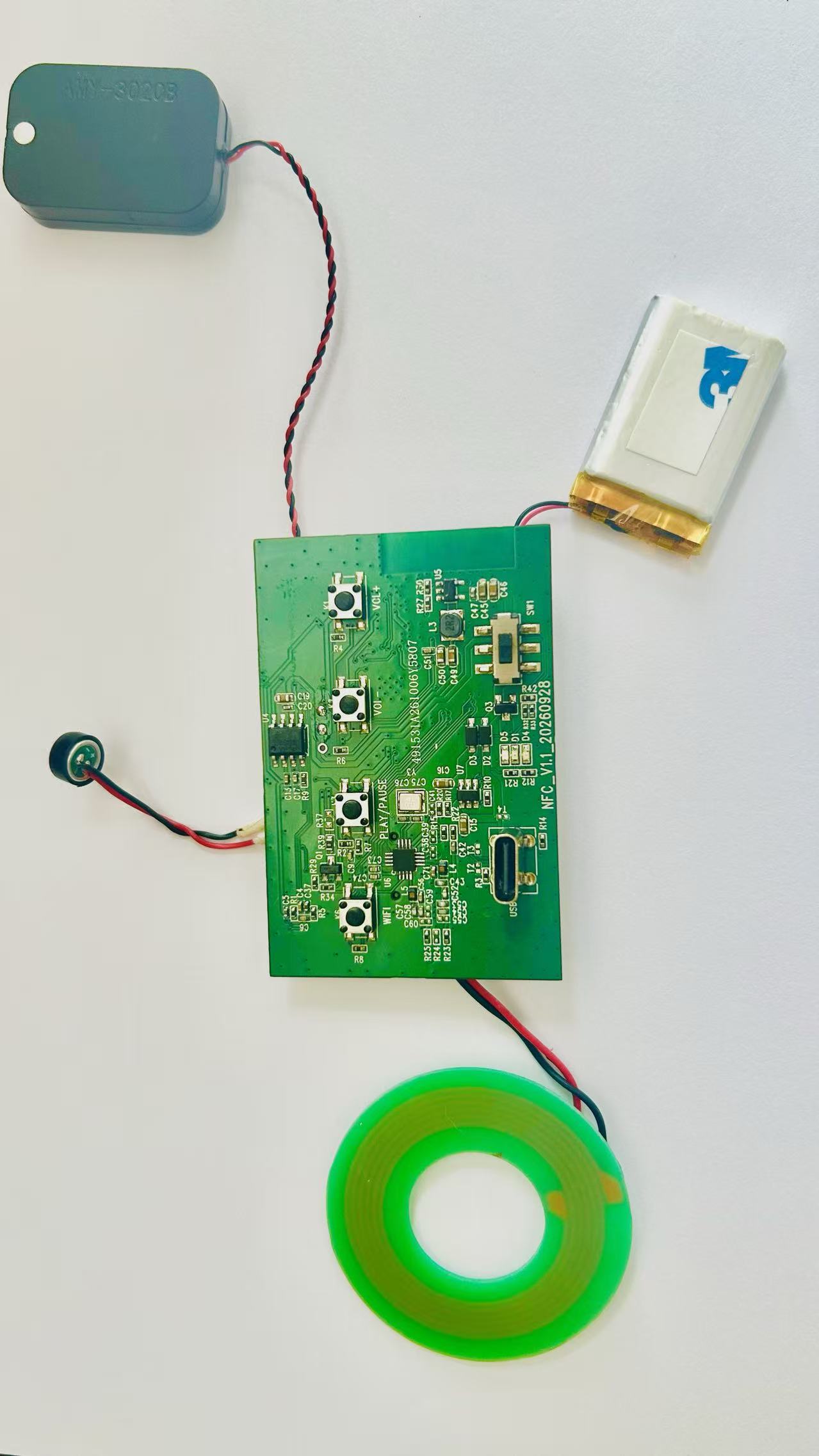 AI_NFC_01 — AI Voice, NFC Audio & Bluetooth Speaker/App Board